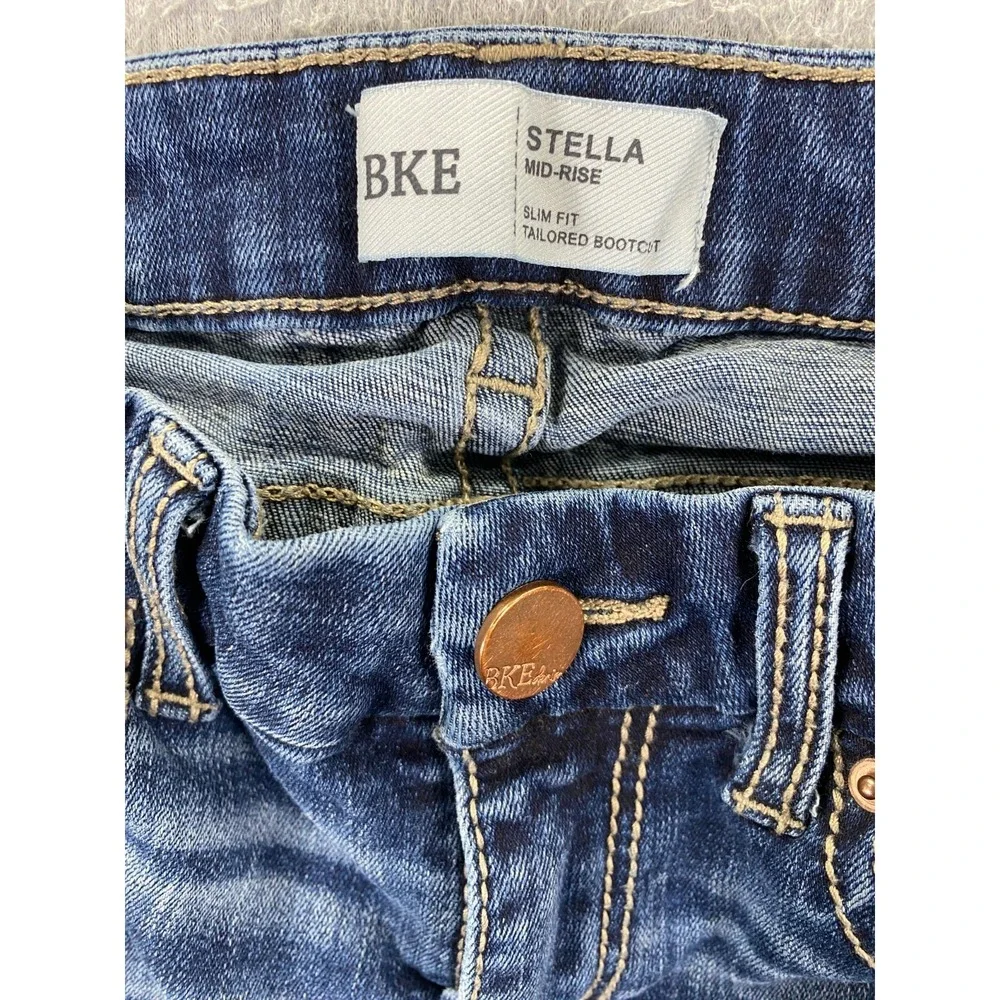 BKE Stella Mid Rise Jeans Slim Fit Bootcut Size 26 (Fits 24x30) Dark Wash Denim